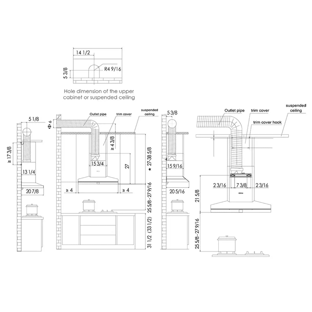 Fotile Perimeter Vent Series Kitchen Hood EMG9030